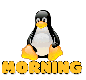 Animated Penguin saying "MORNING"