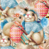 Seamless Easter Background - Kissing Bunnies Non Animated 