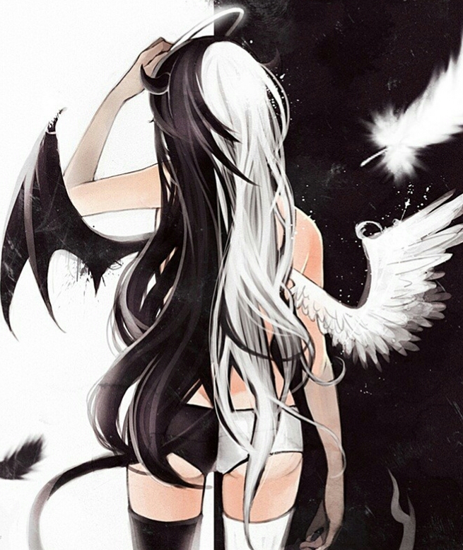 half angel half devil anime girl