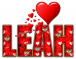 RED LOVE LETTER HEART LEAH TEXT