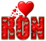 RED LOVE LETTER HEART RON TEXT