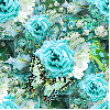 Aqua/Green Roses and Butterfly Seamless Background