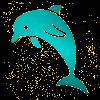 Dolphin teal gold