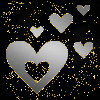 hearts 5x silver gold