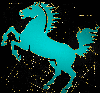 horse teal gold