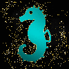 seahorse teal gold
