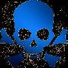 skull blue gold
