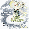 Fairy sitting on a cloud near the moon