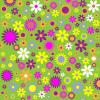 GREEN & YELLOW & Pink Flowered Background