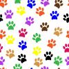 MULTI COLORED PAW PRINTS, ANIMALS, BACKGROUNDS