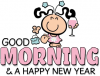 GOOD MORNING & HAPPY NEW YEAR, BUBBLEGUM KIDS, CUTE, TEXT