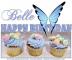 HAPPY BIRTHDAY.. BELLE, CUPCAKES, BUTTERFLY, TEXT