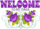 WELCOME TO MY PAGE, PURPLE ROSE, FLOWERS, TEXT