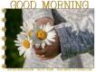GOOD MORNING, CHILD, FLOWERS, GREETINGS, TEXT