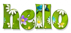 HELLO, GREEN, FLOWERS, GREETINGS, TEXT