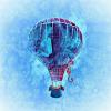 BLUE BACKGROUND WITH AIR BALLOON