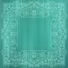 TEAL BACKGROUND WITH VINTAGE DESIGNS SQUARED