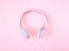 Pink background with headphones