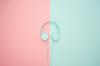 PEACH & TURQUOISE BACKGROUND WITH HEADPHONES