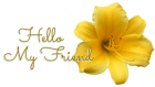 HELLO MY FRIEND, YELLOW, LILY, TEXT