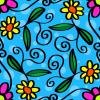 BLUE PASTEL BACKGROUND WITH CARTOON FLOWERS
