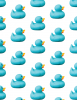 WHITE BACKGROUND WITH TURQUOISE RUBBER DUCKIES