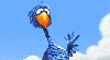waving blue bird