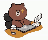 brown bear with PC