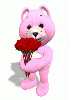 pink bear with flower