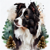 Border Collie  Watercolor Background
