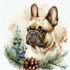 French Bull Dog Watercolor Background