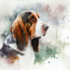Basset Hound Watercolor Background