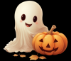 Cute ghost and pumpkin