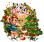 Bren - Have a Holly Jolly Christmas Vintage Retro cute girl dog tree Glitter