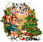 Loraine - Have a Holly Jolly Christmas Vintage Retro cute girl dog tree Glitter