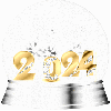 This Year of 2024 Silver Gold Snow Globe 