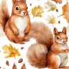 Seamless cute squirrel background