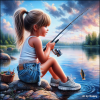 AI generated Girl fishing (Kappy)