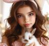 Easter Cute Girl With Bunny