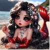 Mermaid red glitter