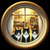 3 Tuxedo kitties looking out window
