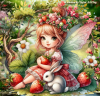 Strawberry Fairy with Bunny (with background)