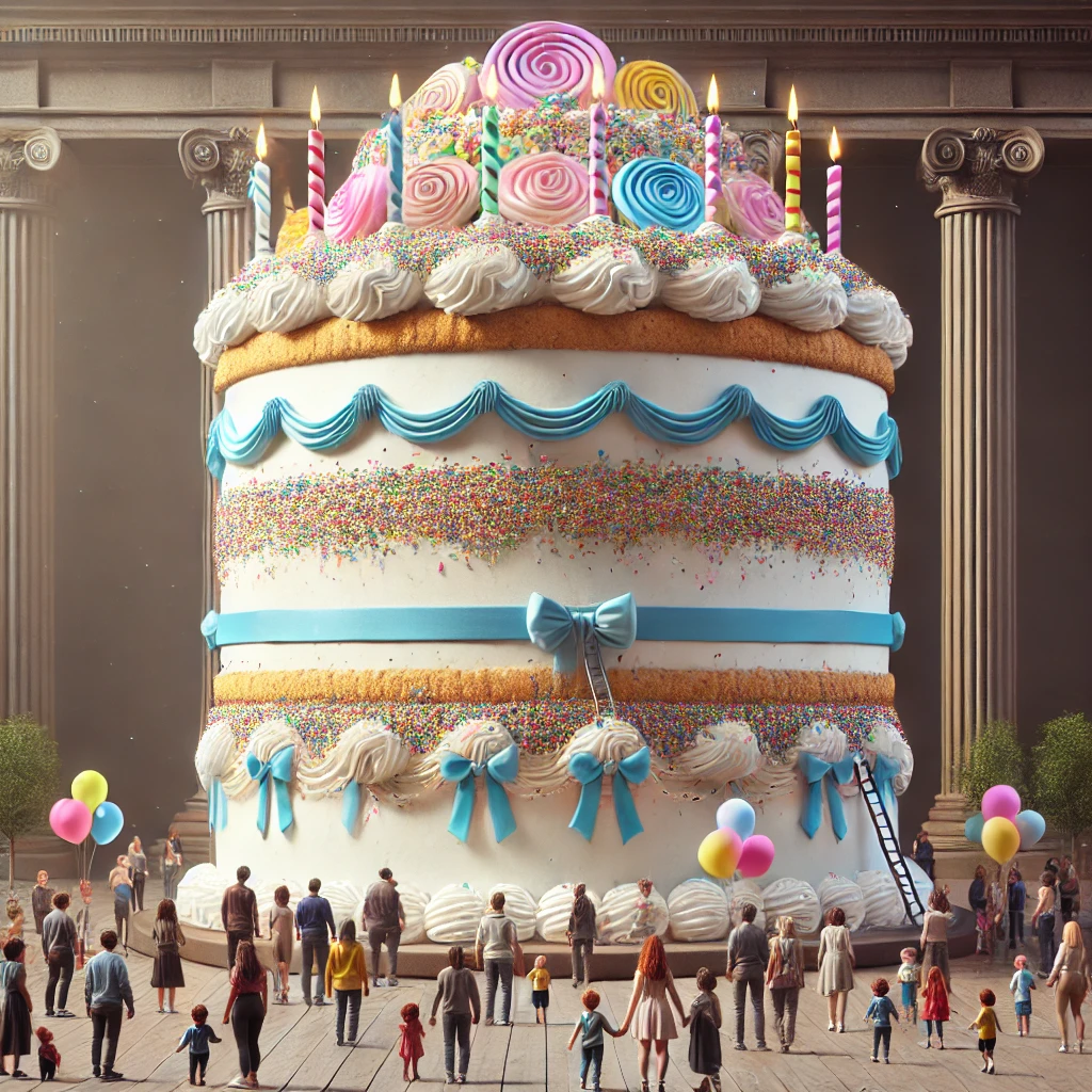 Gigantic birthday cake (in AI Art)